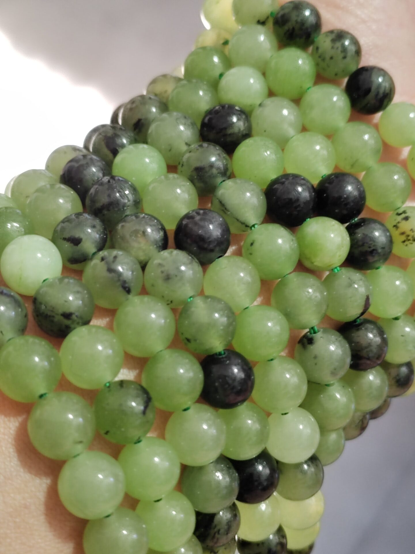 1 hilo de piedra prehnite natural 8mm